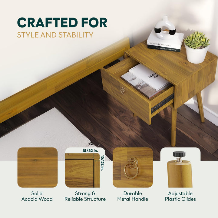 Alden nightstand with bedside storage for lamps and books