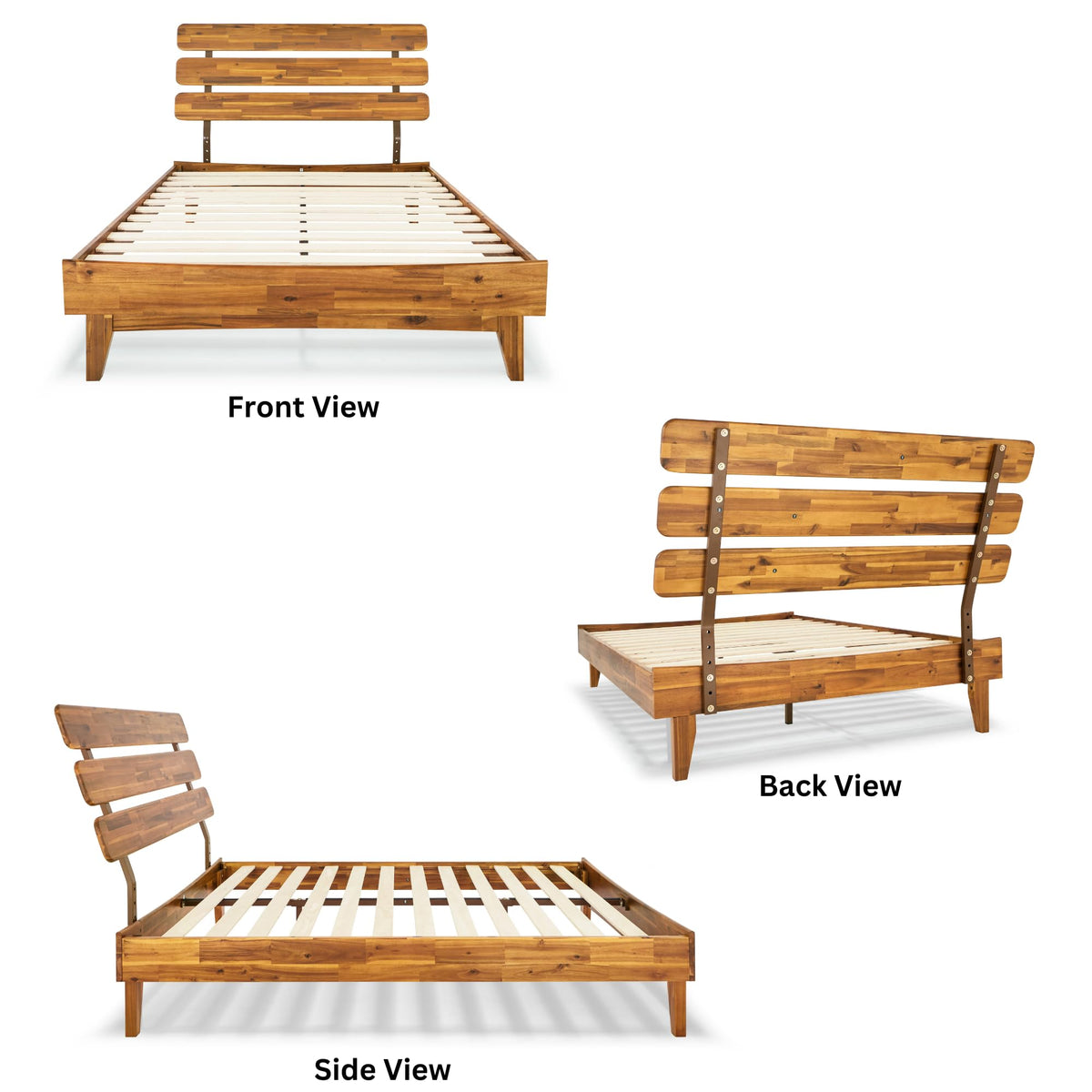 Caden full platform bed frame with headboard and caramel finish; for bedroom furniture