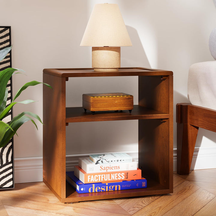 Chalipa open-storage nightstand with walnut finish and bedside storage for bedside storage
