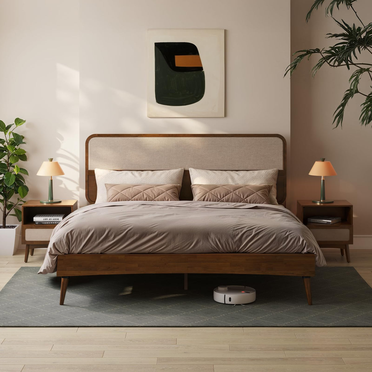 Calista 1-drawer nightstand, featuring rubber wood veneer, chestnut finish, and bedside storage, for small-item storage