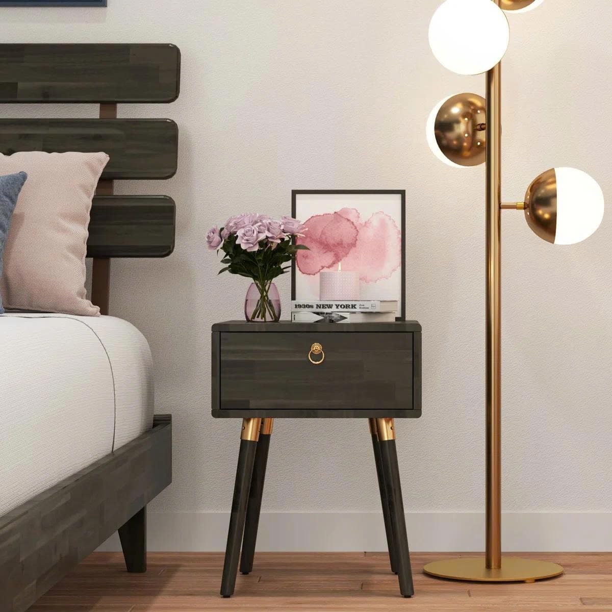 Caden 1-drawer nightstand with mocha finish and bedside storage; for everyday bedside use