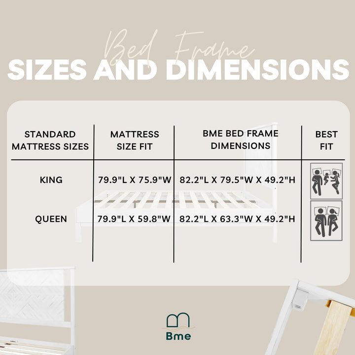 Ethan king platform bed frame designed with headboard and rustic white finish for bedroom styling