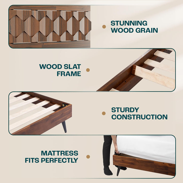 Georgina king platform bed frame, featuring dark chocolate finish, for a platform bed setup
