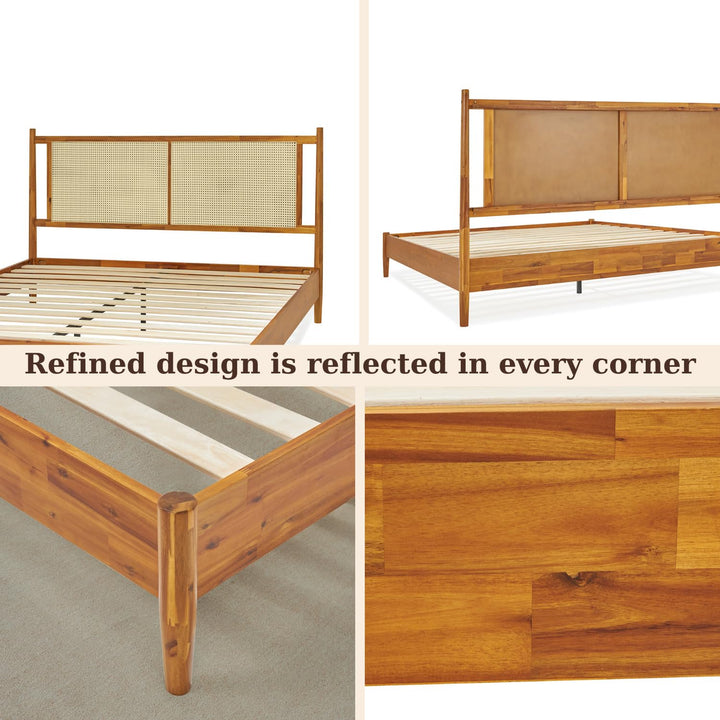 Oliver king platform bed frame designed with caramel finish for a coordinated sleep space