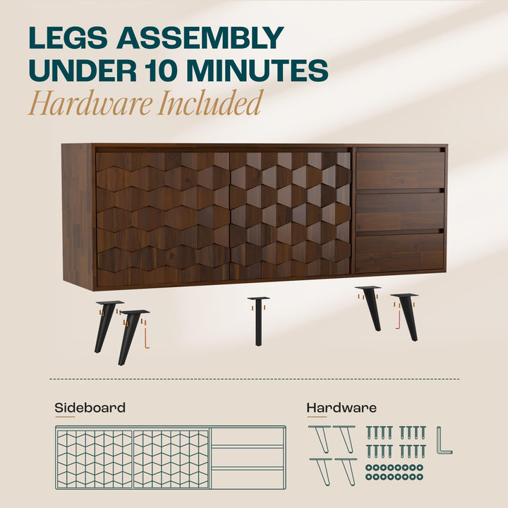 Georgina sideboard cabinet with walnut finish and dining or living room storage; for home organization