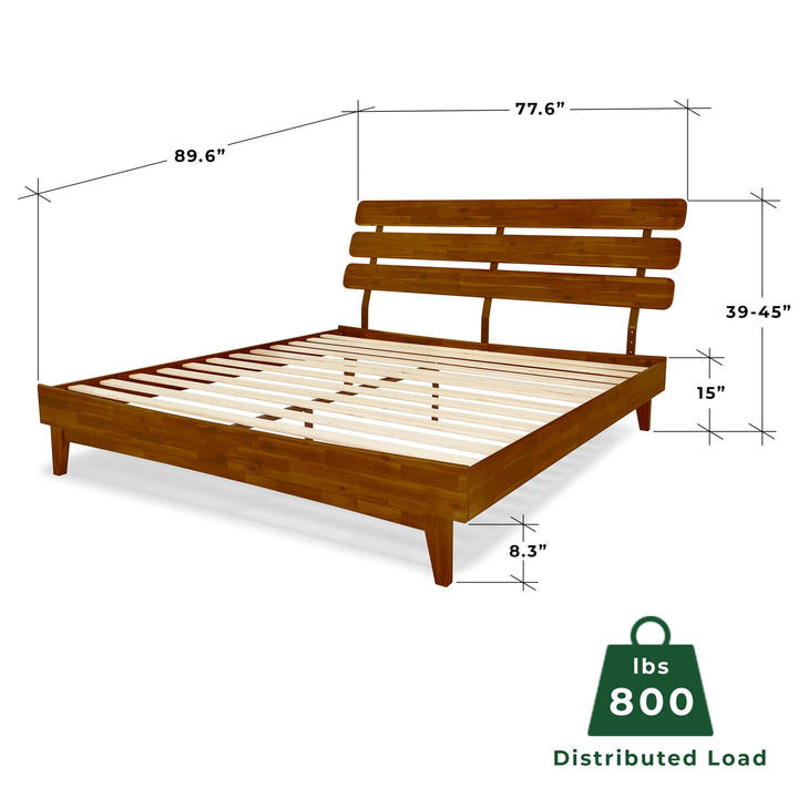 Caden king platform bed frame, featuring headboard and dark chocolate finish, for mattress placement