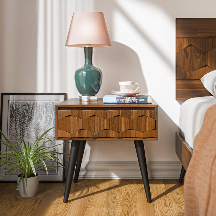Georgina 1-drawer side table, featuring dark chocolate finish and sofa-side or bedside table, for bedside use