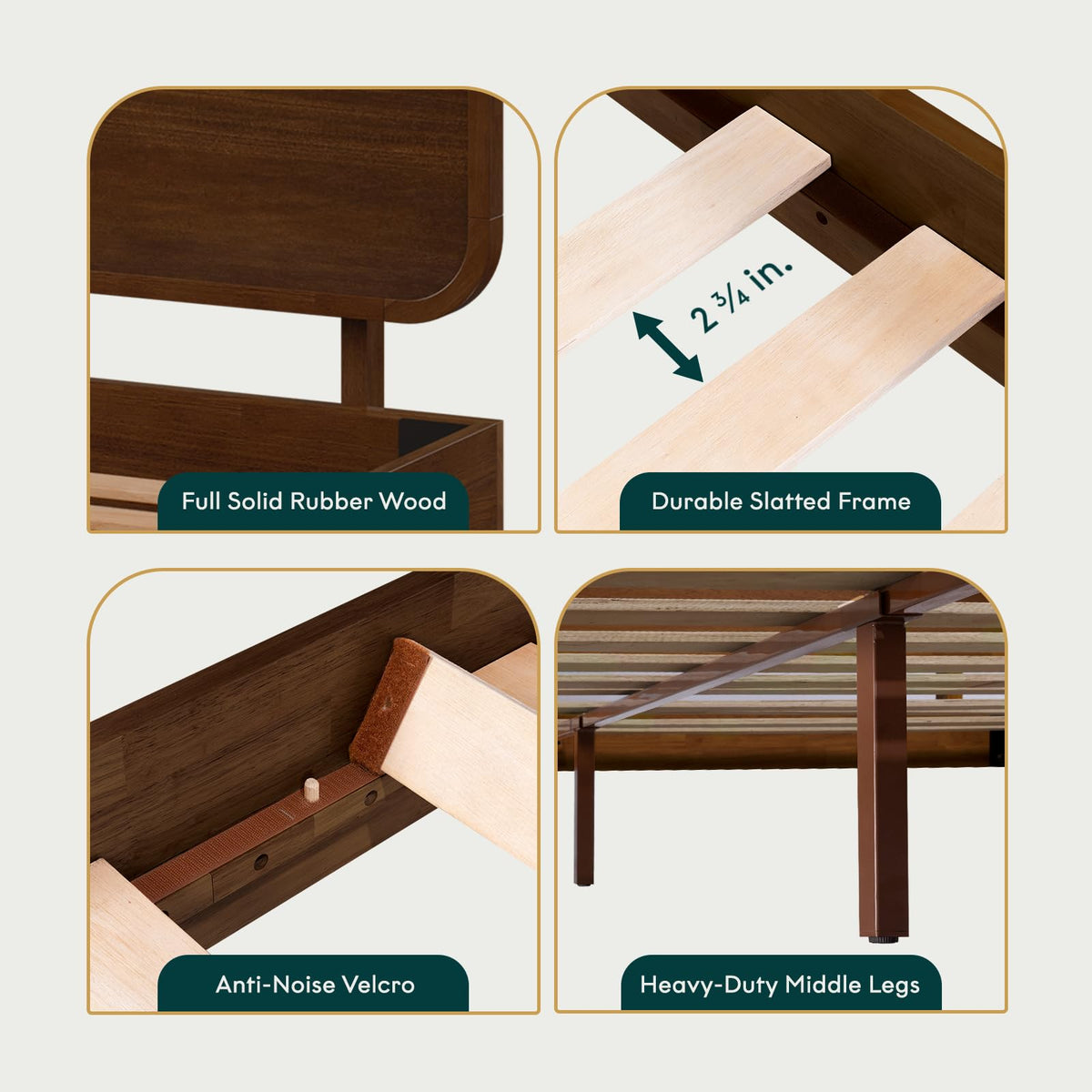 Calista king platform bed frame designed with chestnut finish for a coordinated sleep space