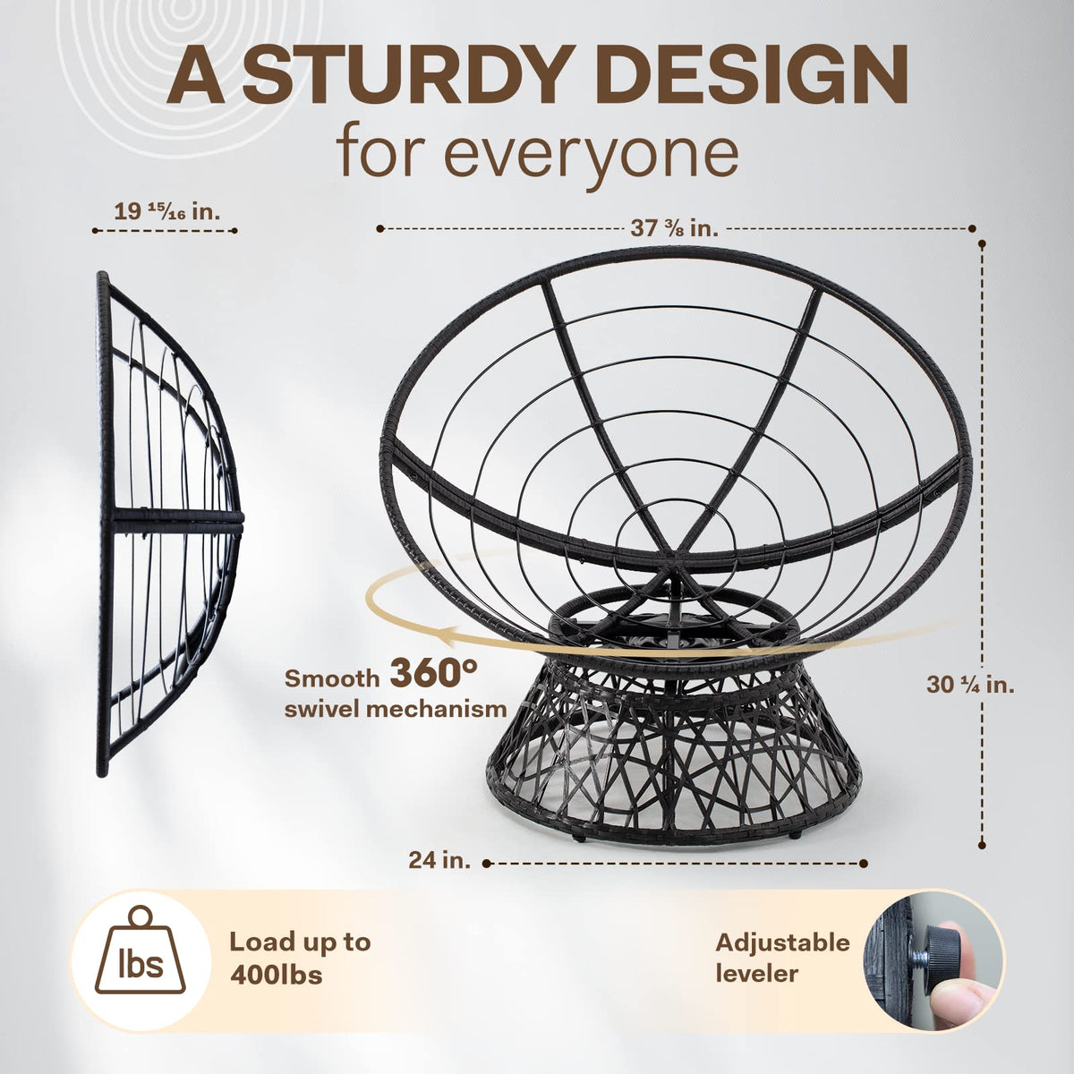 Papasan chair, featuring onyx stone cushion, for a reading corner