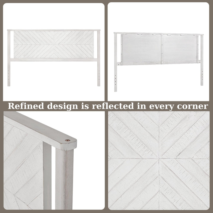 Vivian king bed headboard designed with rustic white finish for a coordinated bedroom