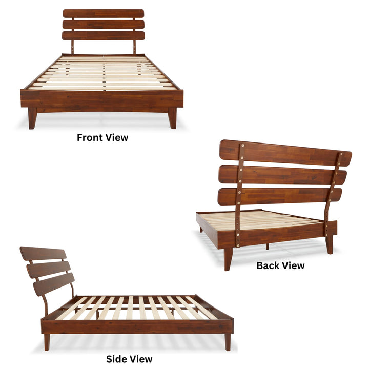 Caden full platform bed frame with headboard and dark chocolate finish; for bedroom furniture