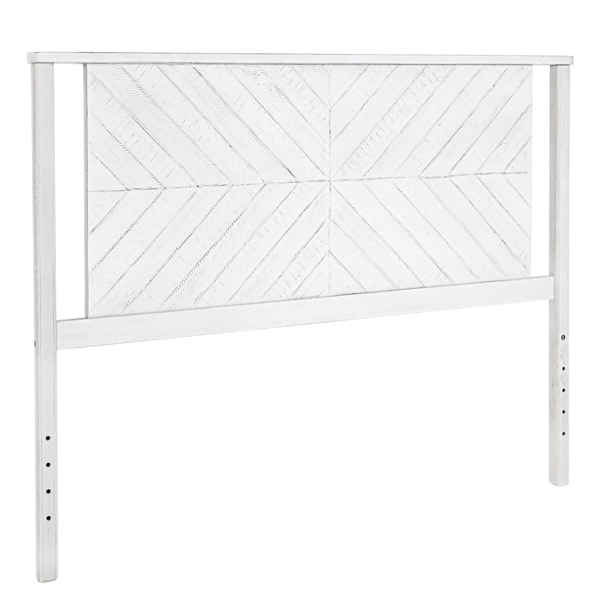 Vivian queen bed headboard with rustic white finish for a bed frame setup