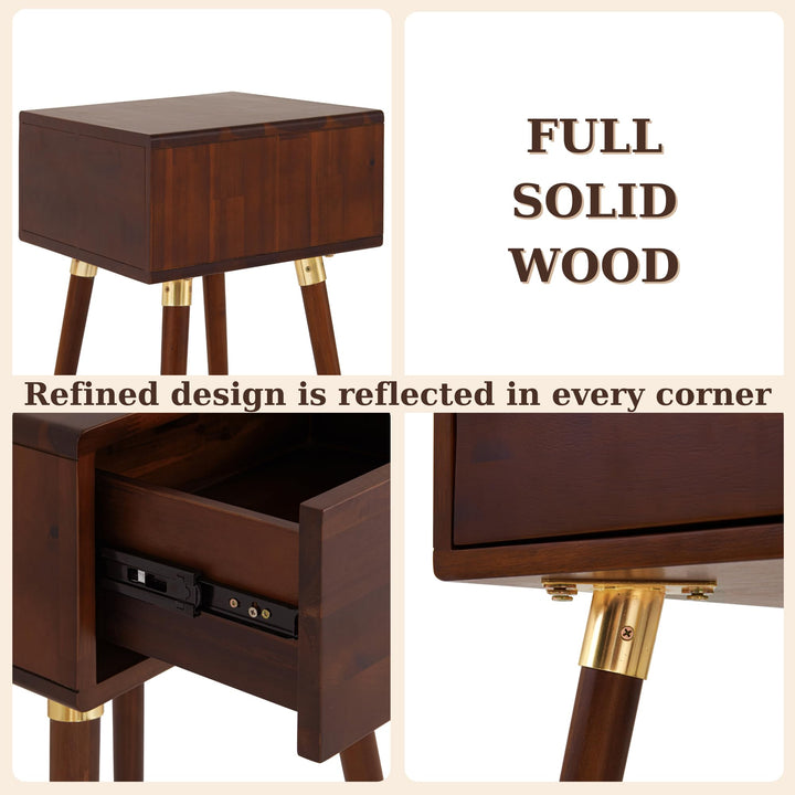 Caden 1-drawer nightstand, featuring walnut finish and bedside storage, for small-item storage