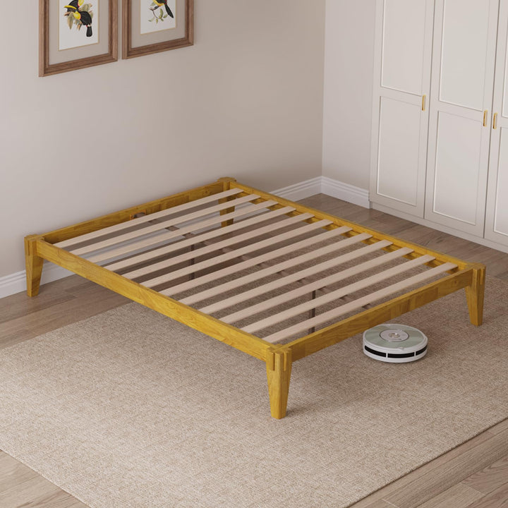 Chalipa queen platform bed frame designed with headboard- design and white finish for bedroom styling