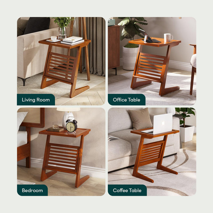 Neil nightstand with milk chocolate finish and bedside storage; for everyday bedside use