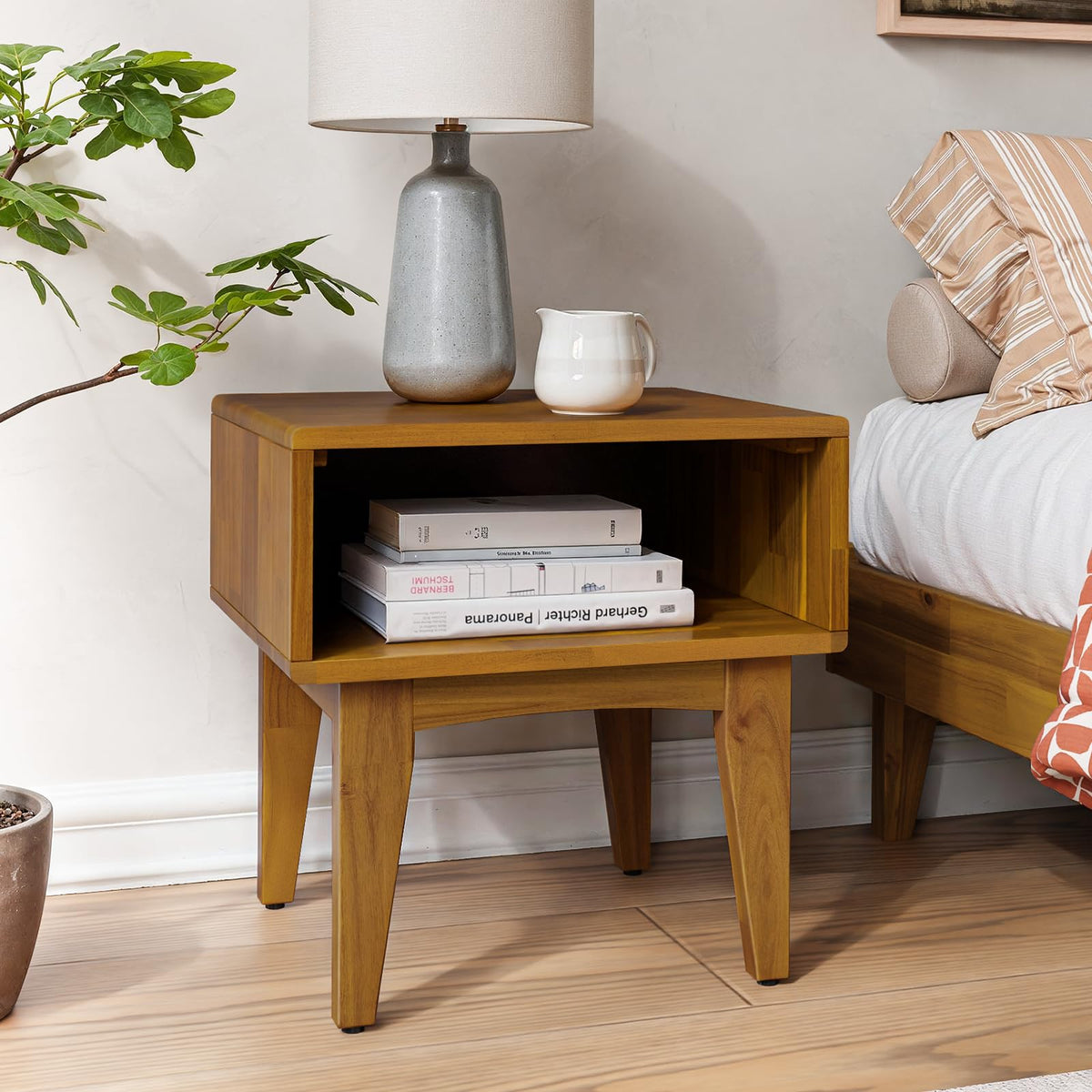 Catherine nightstand with dark chocolate finish and bedside storage for bedside storage