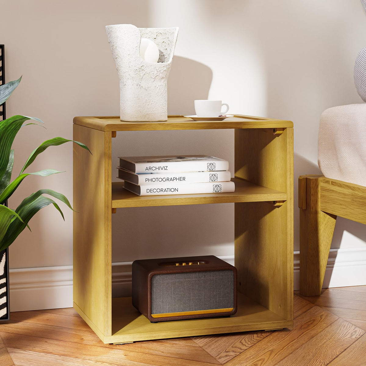 Chalipa open-storage nightstand with natural finish and bedside storage for bedside storage