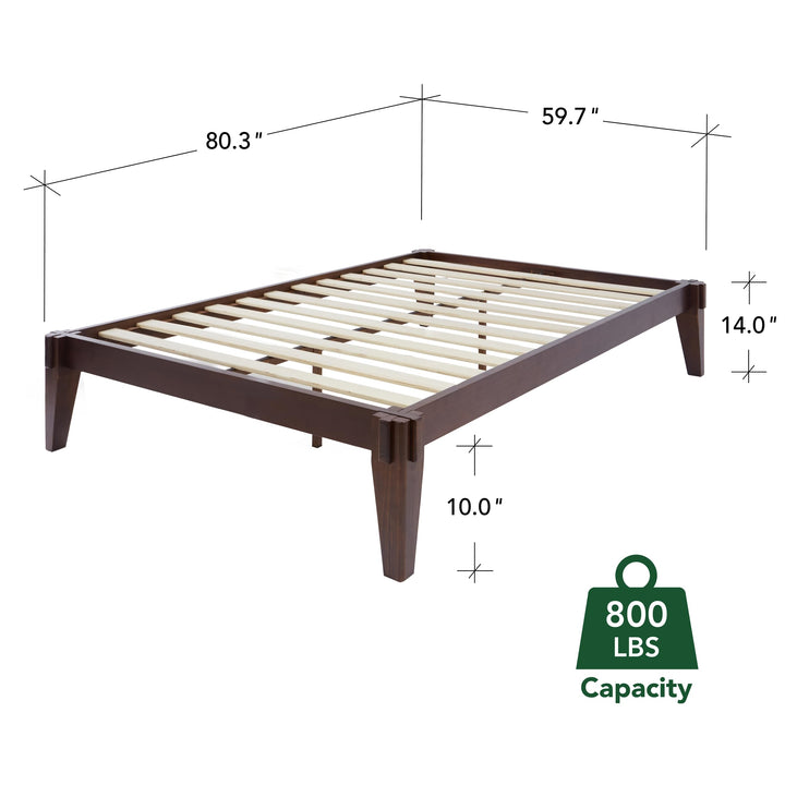 Chalipa full platform bed frame, featuring headboard- design and walnut finish, for mattress placement