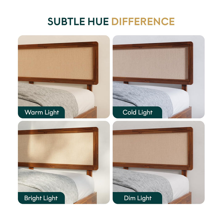 Nipe queen platform bed frame with headboard, solid acacia wood, and dark chocolate finish for everyday bedroom use