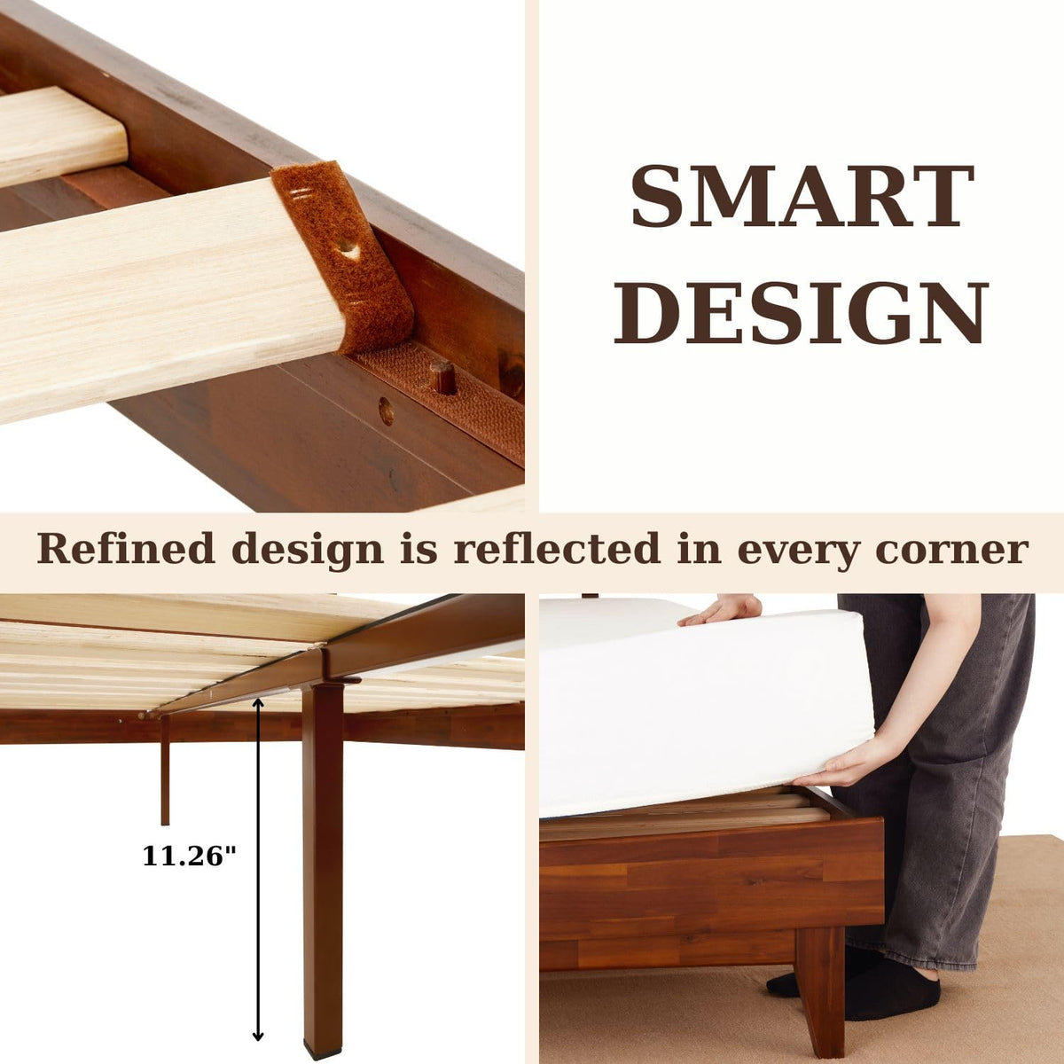 Caden king platform bed frame with headboard and dark chocolate finish; for sleep-space furnishing