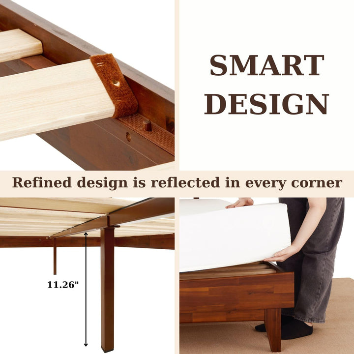 Caden king platform bed frame with headboard and dark chocolate finish; for sleep-space furnishing