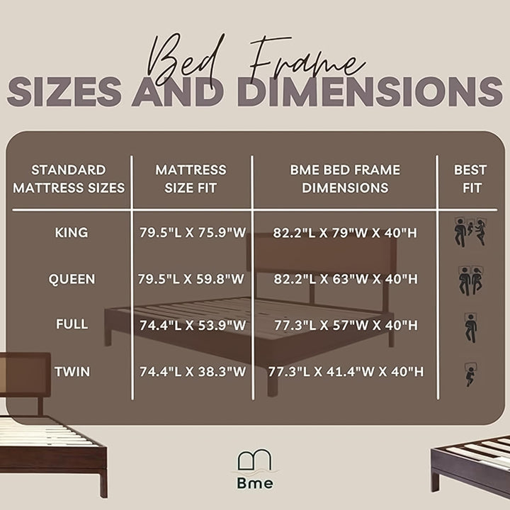 Nipe king platform bed frame with headboard and walnut finish for everyday bedroom use