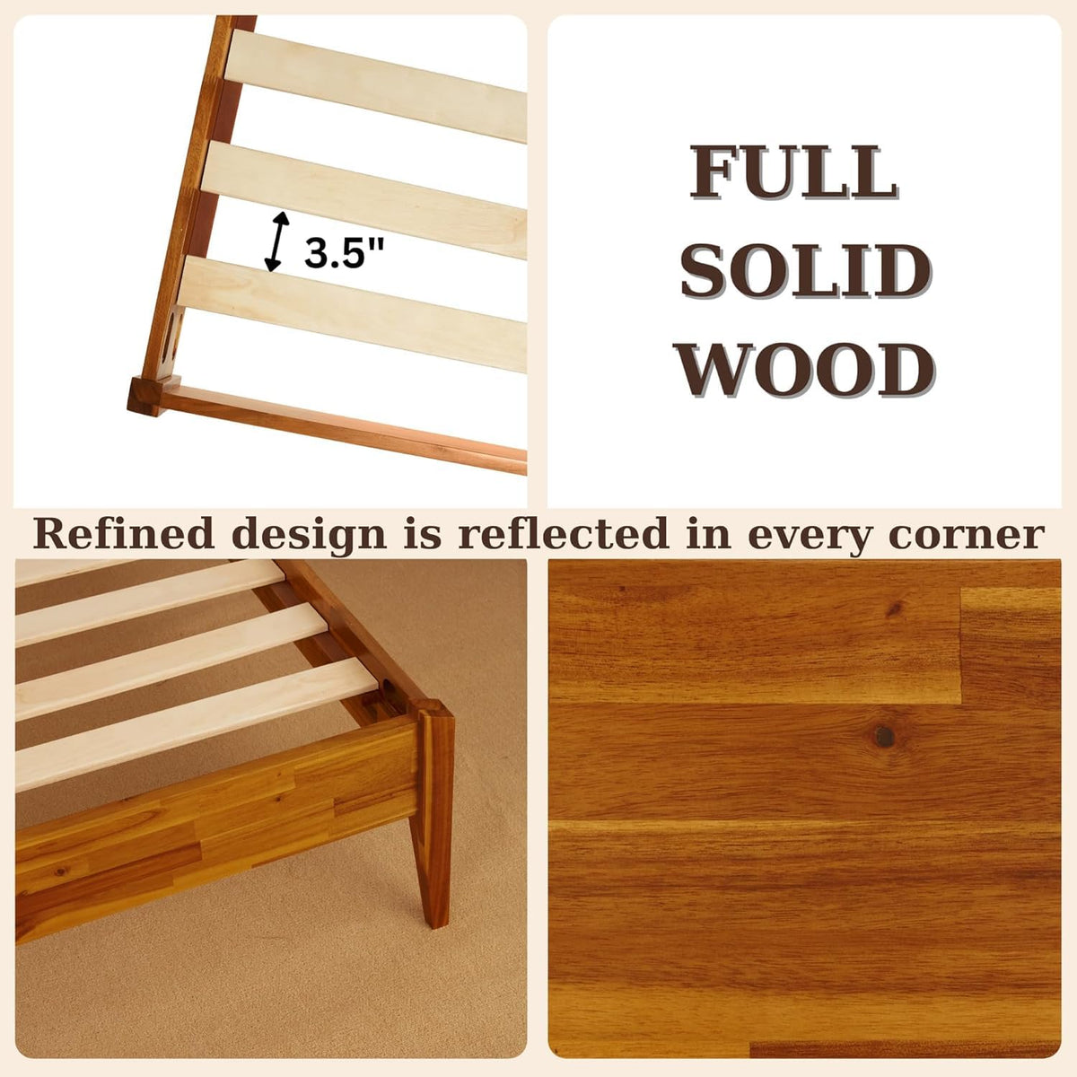 Selina king platform bed frame with caramel finish for everyday bedroom use