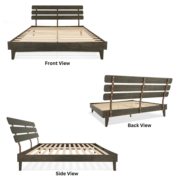 Caden king platform bed frame with headboard and mocha finish; for bedroom furniture