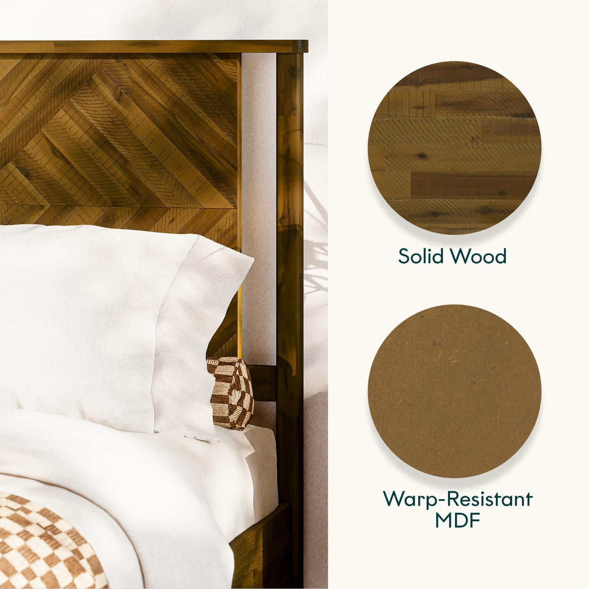 Ethan queen platform bed frame with headboard and rustic dark brown finish; for bedroom furniture