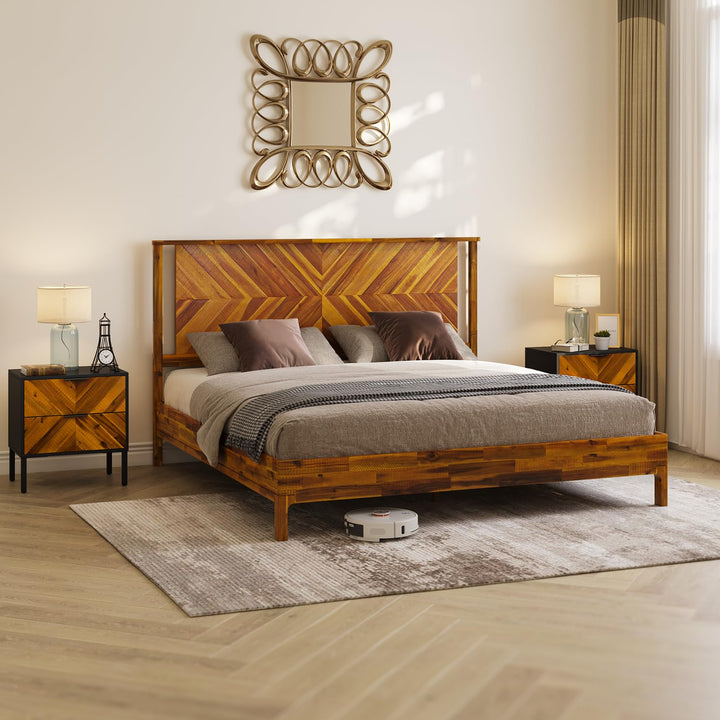 Vivian 2-drawer nightstand, featuring bedside storage, for small-item storage