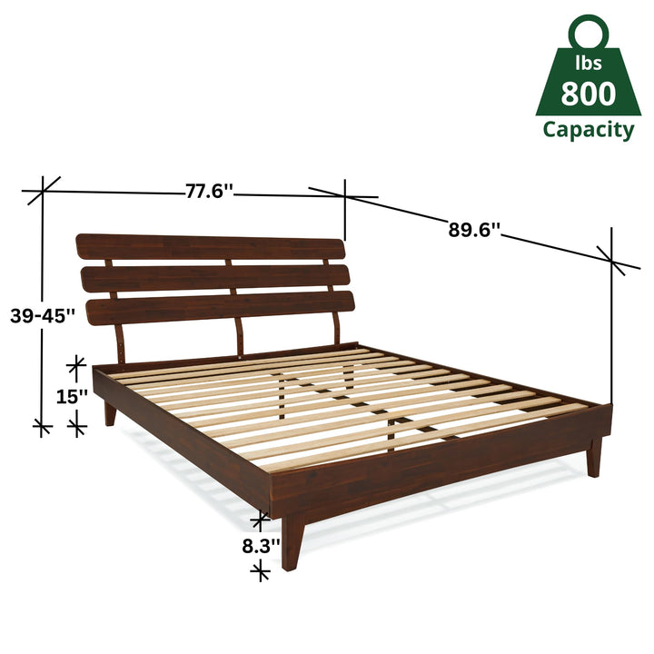 Caden king platform bed frame, featuring headboard and walnut finish, for mattress placement