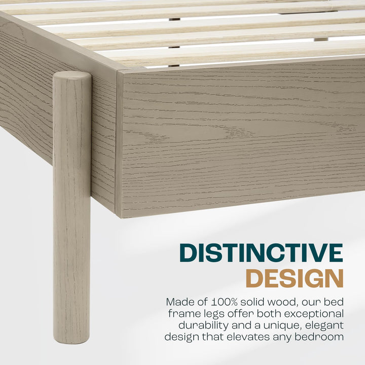 Lyra queen platform bed frame designed with light grey finish for a coordinated sleep space