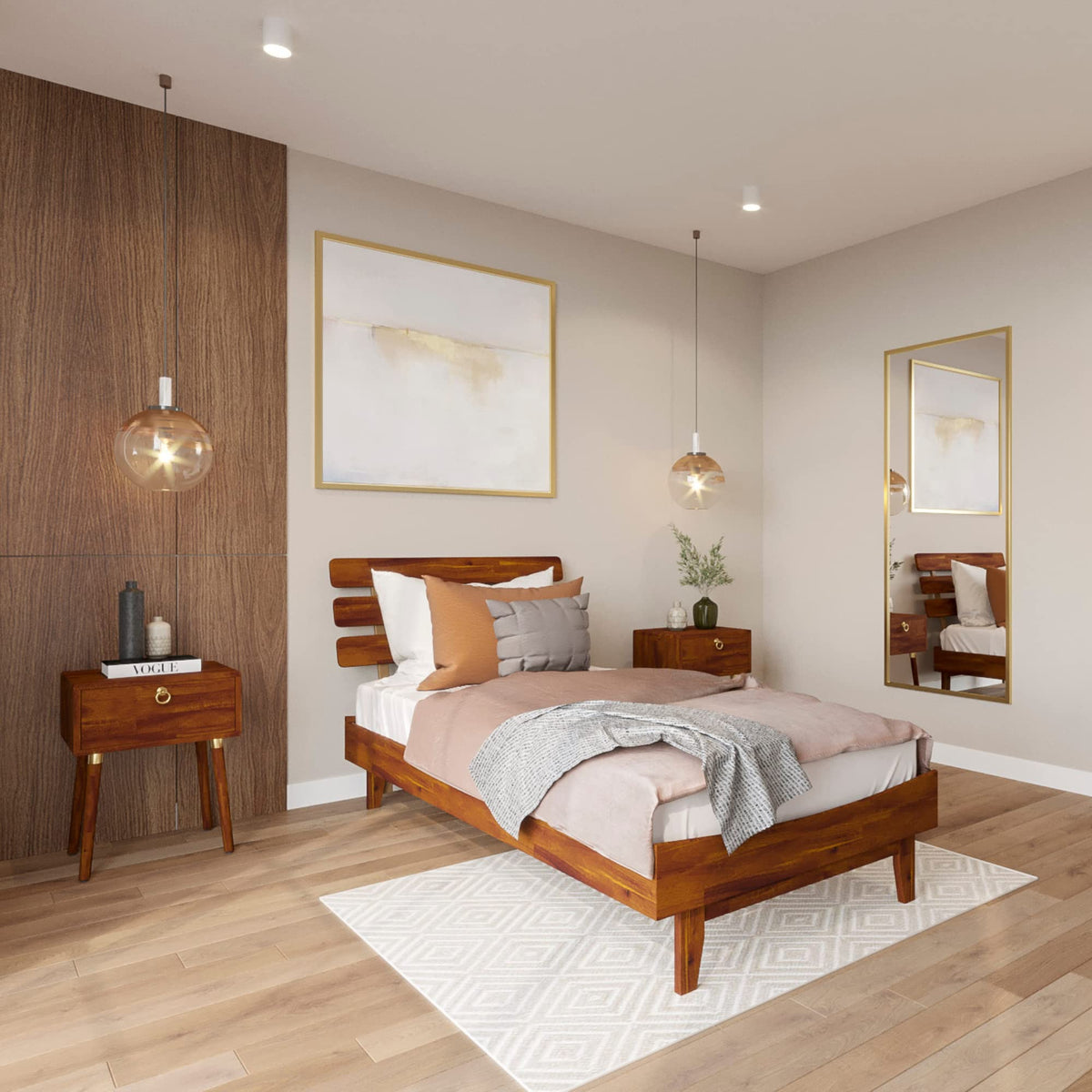Caden twin platform bed frame, featuring headboard and dark chocolate finish, for daily bedroom use