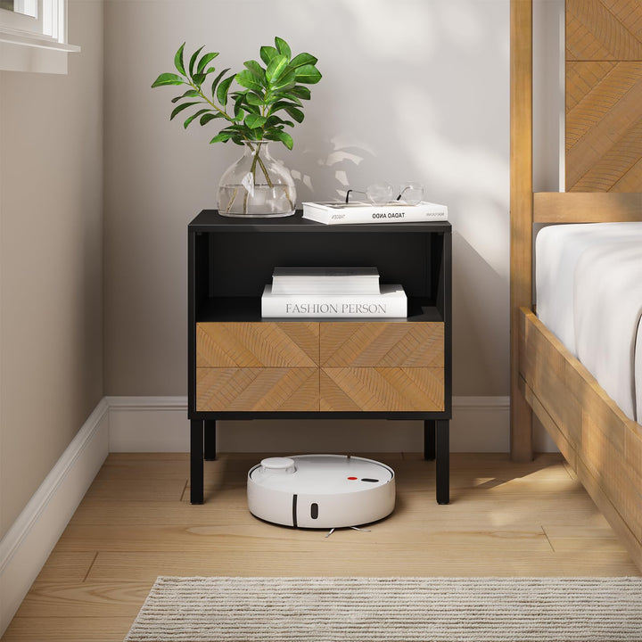 Vivian 1-drawer nightstand with rustic seadrift finish and bedside storage for bedside storage