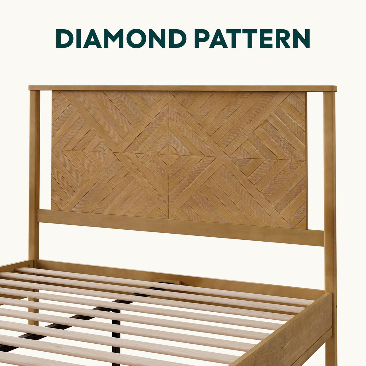 Ethan queen platform bed frame designed with rustic seadrift finish for a coordinated sleep space