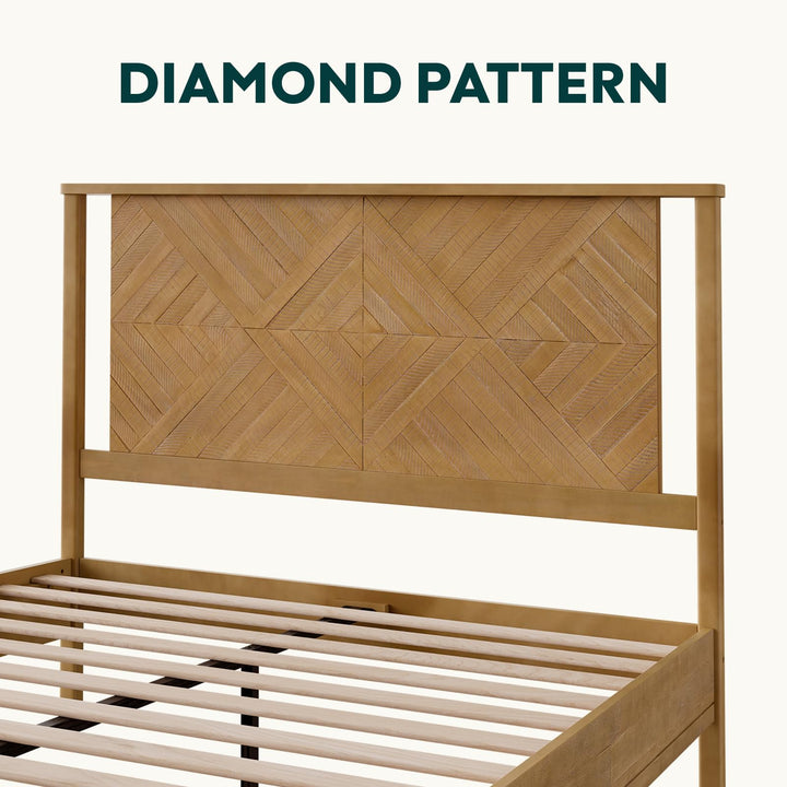 Ethan queen platform bed frame designed with rustic seadrift finish for a coordinated sleep space