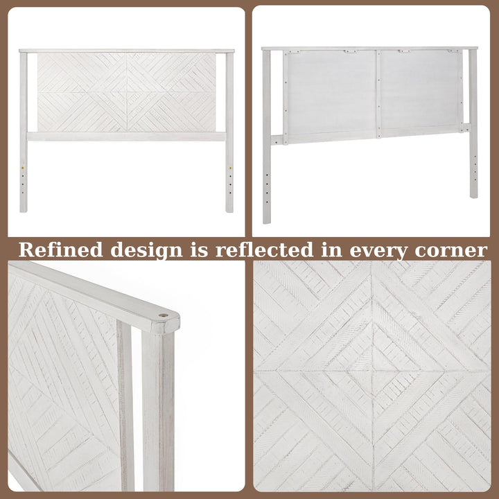 Ethan queen bed headboard designed with rustic white finish for a coordinated bedroom