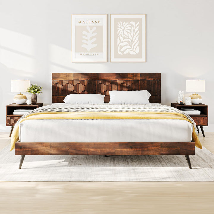 Georgina king platform bed frame with dark chocolate finish for bedroom setup