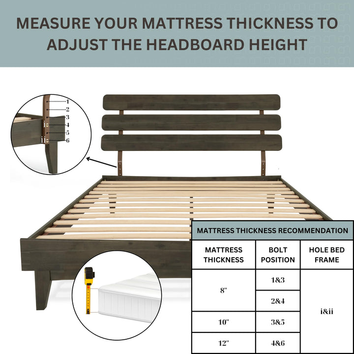 Caden queen platform bed frame, featuring headboard and mocha finish, for a platform bed setup