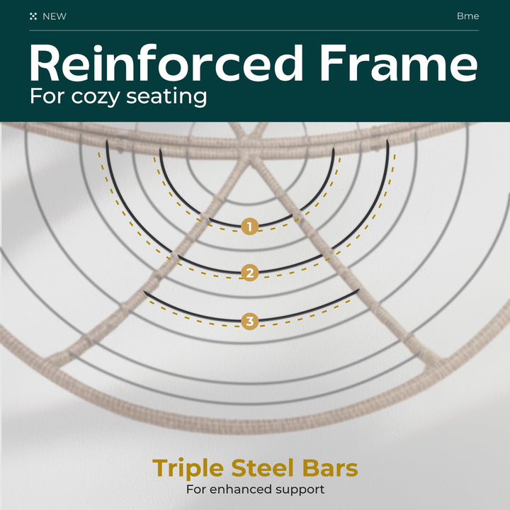 Papasan chair designed with smoky quartz cushion and brown frame for everyday indoor seating