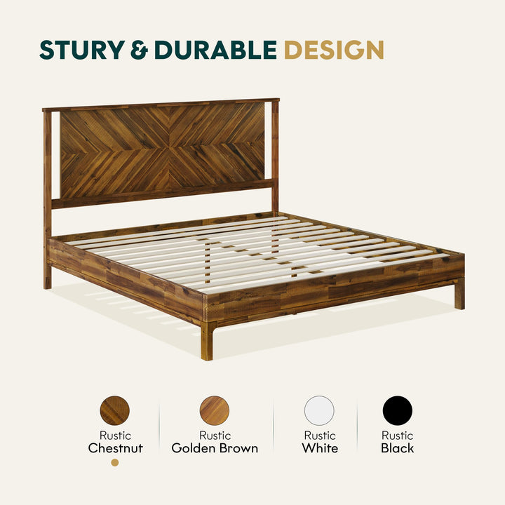 Vivian king platform bed frame with chestnut finish for a complete bed arrangement