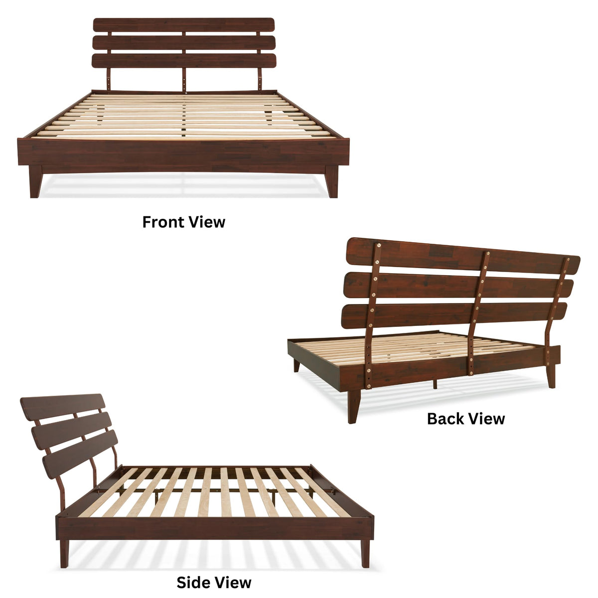 Caden king platform bed frame with headboard and walnut finish; for bedroom furniture