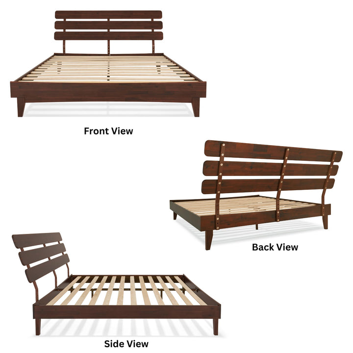 Caden king platform bed frame with headboard and walnut finish; for bedroom furniture