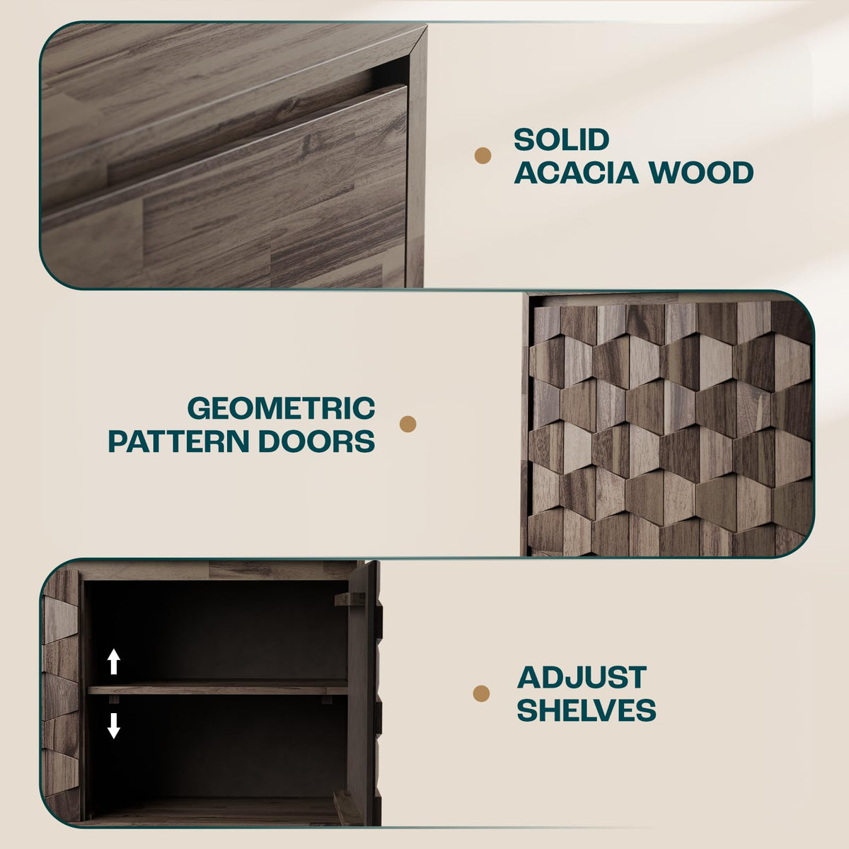 Georgina sideboard cabinet with mocha finish and dining or living room storage; for home organization