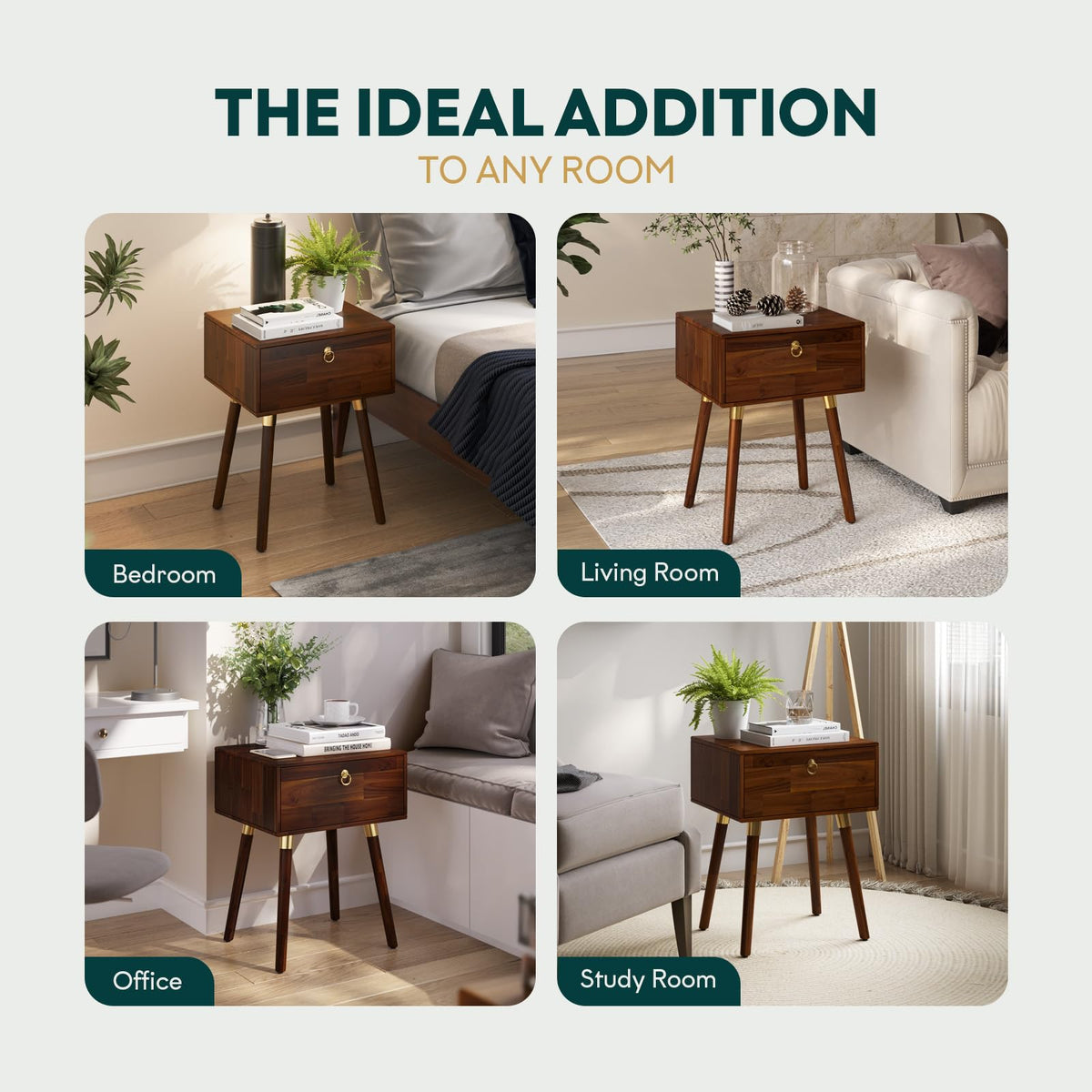 Alden 1-drawer nightstand with dark chocolate finish and bedside storage for a tidy bedside area
