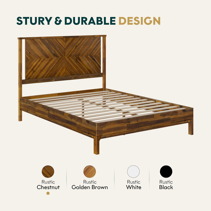 Vivian queen platform bed frame with chestnut finish for a complete bed arrangement