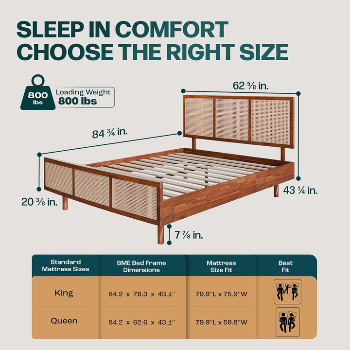 Nancy queen platform bed frame, featuring dark chocolate finish, for mattress placement