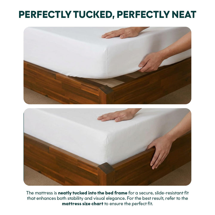 Dinkee king platform bed frame designed with headboard- design and dark chocolate finish for bedroom placement