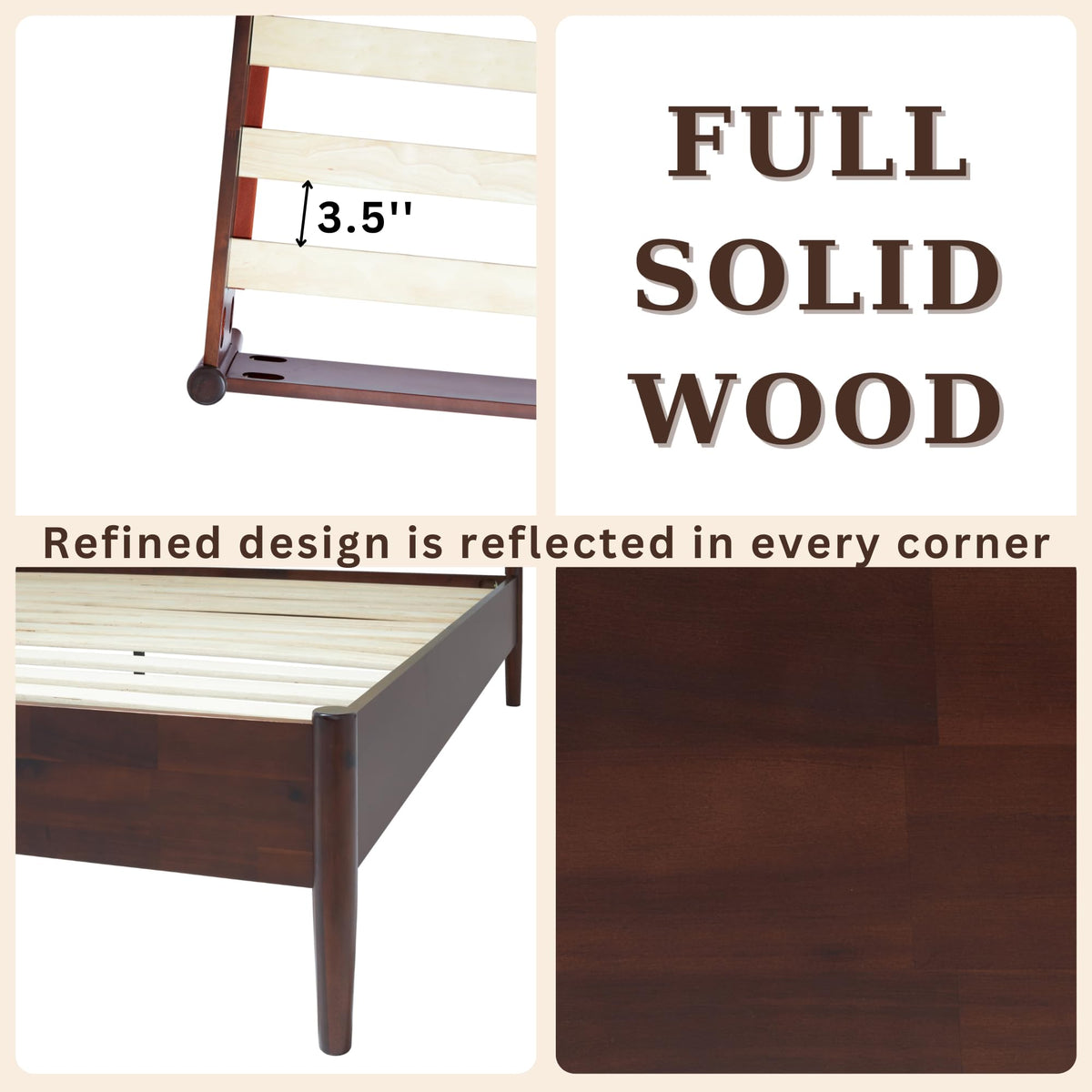 Oliver queen platform bed frame with walnut finish for everyday bedroom use