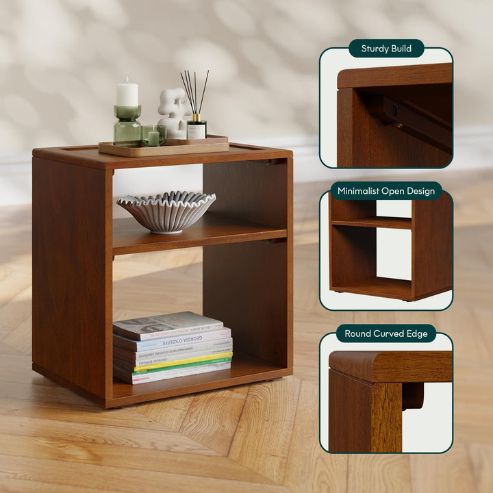 Chalipa open-storage nightstand designed with walnut finish and bedside storage as a bedside table